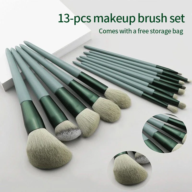 New Eye Shadow brush Foundation Women Cosmetic Beauty Soft Make Up Tools Bag 13 PCS Makeup Brushes Set wholesale