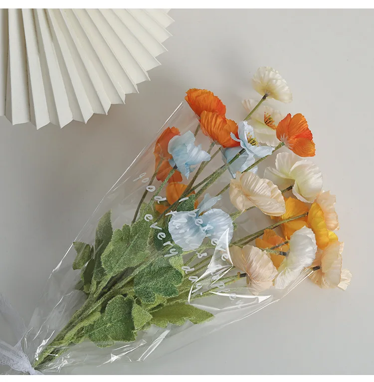 Artificial Silk Poppy Stem For Decoration Artificial Poppy