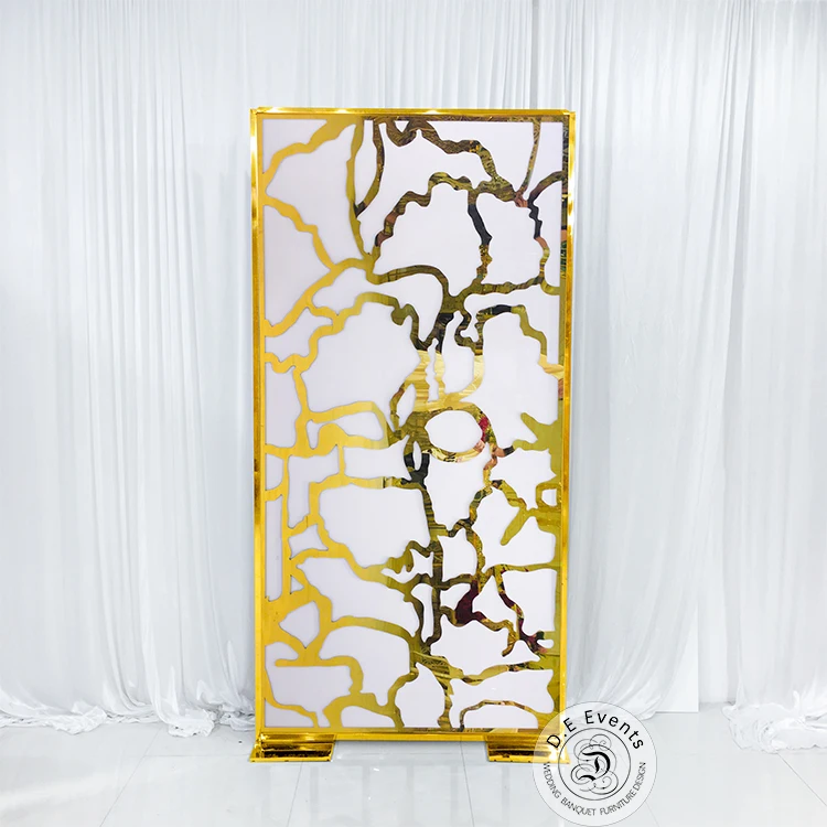 HIgh quality stainless steel design pattern gold metal stand photo backdrop curtain for wedding event party