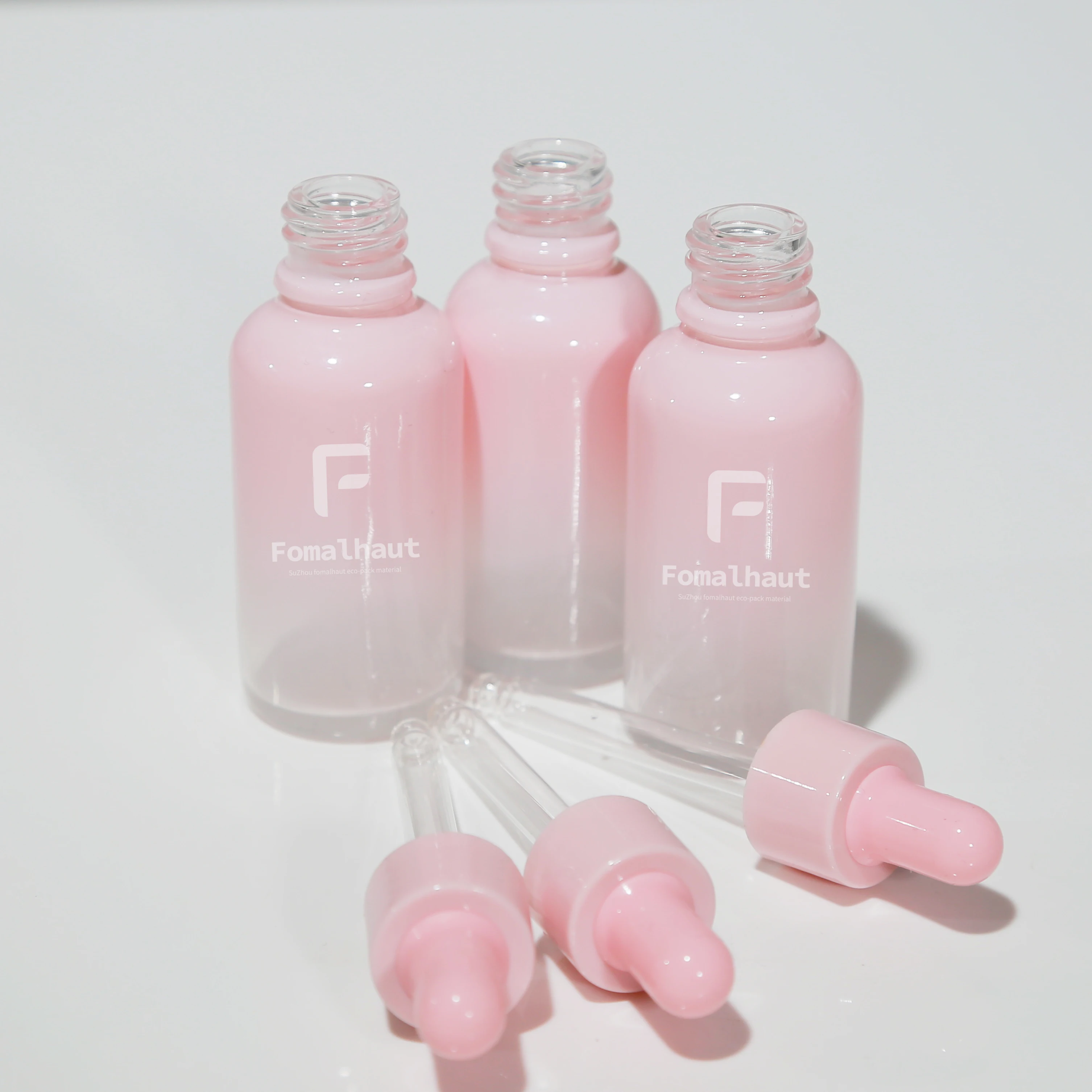 Fomalhaut  2023 latest product 15ml 30ml 50ml  gradient pink luxury cute glass dropper bottle for serum