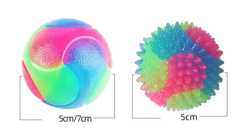 LED Flash Pet TPR Three Color Elastic Ball Dog Training Toy Chew Ball
