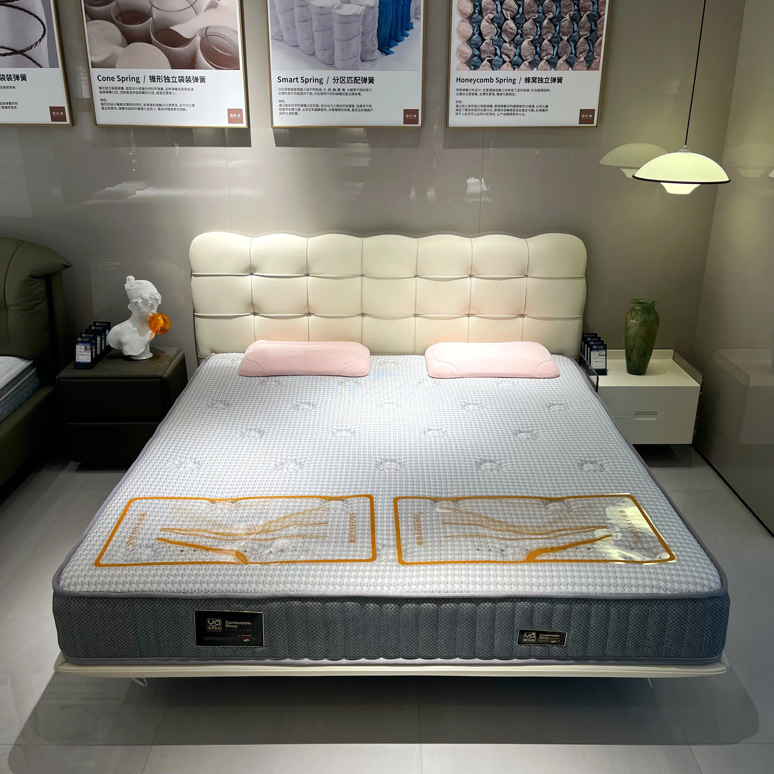 Modern Leather Lattice White Upholstered Girls Bed King Size Full Size Beds for Kids Bedroom Furniture Solid Wood Bed Frame
