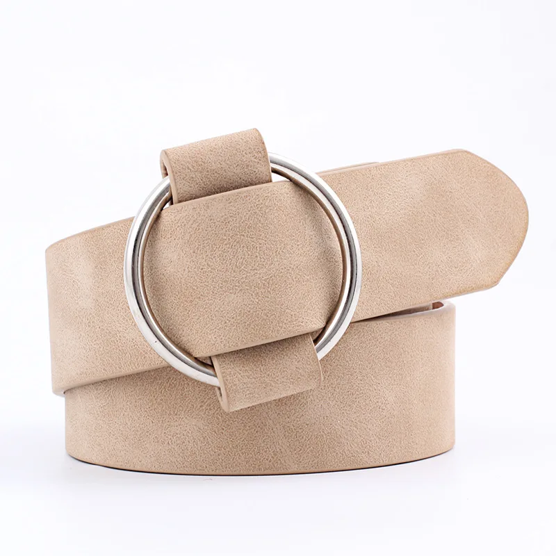 
Needle-free round buckle casual ladies belts youth fashion wide belts 