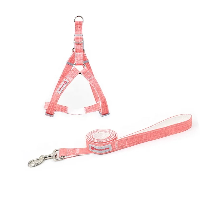 Eco-friendly Bamboo Fiber dog collar soft Cotton Padded pet leash harness set