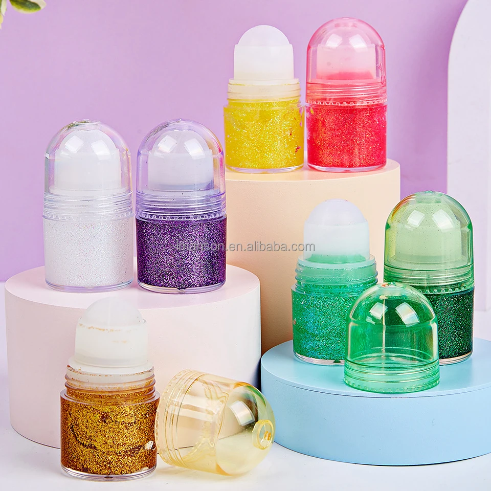 New Design 12 Colors Makeup Glitter Rollers Roll-on Body Glitter Gel for Body Face Hair