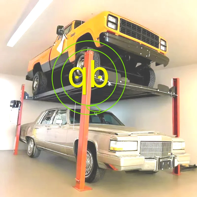 4-Post 2 Level Mechanical Vertical Car Parking Lift System Hydraulic House Family Garage Hoist Equipment Platform Car Lifter