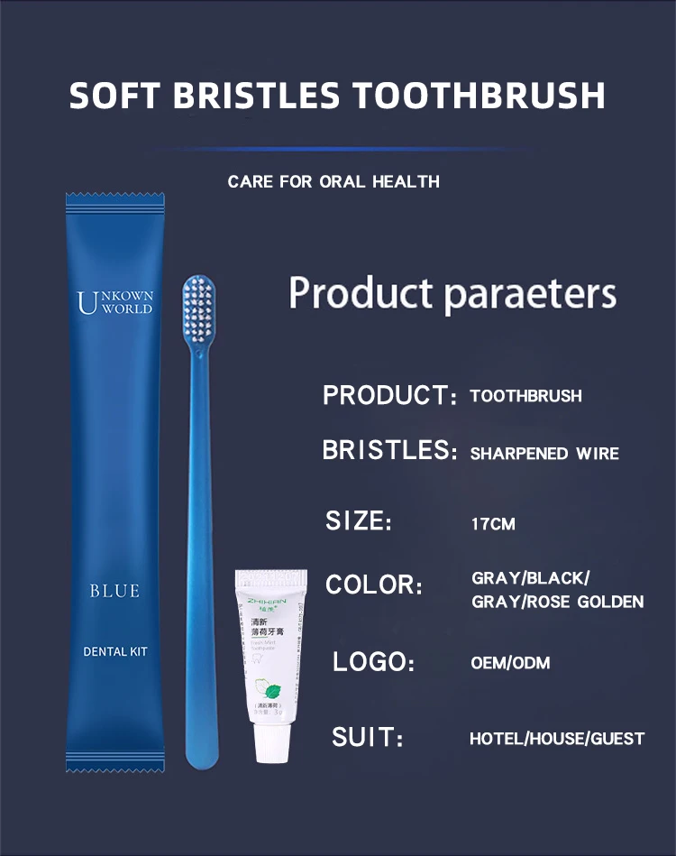OEM hotel disposable individually wrapped toothbrush and toothpaste set