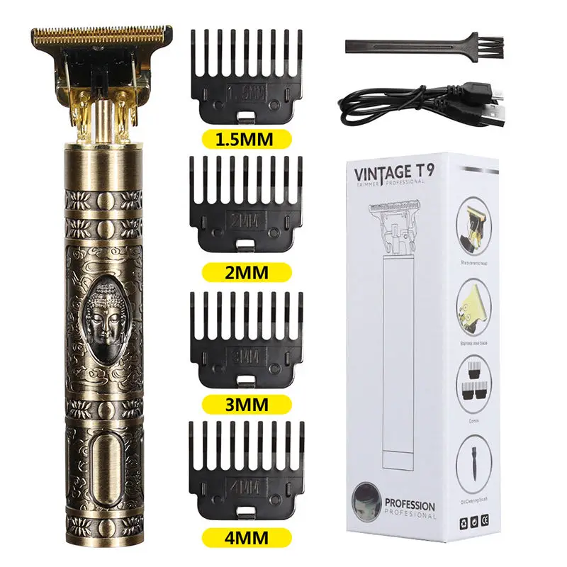 Hot Selling Multifunctional USB T9 Cordless Dragon Buddha Electric Cutter Hair Trimmer Clipper For Men