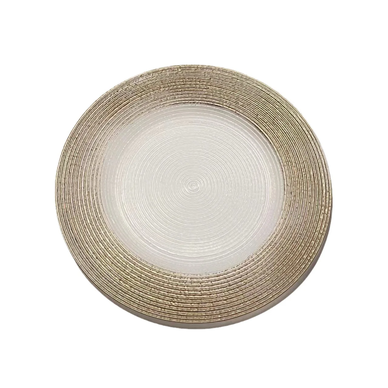 Wholesale Elegant Gold Rimmed Wedding Charger Plates Custom luxury glass plate with gold rim for wedding birthday party service