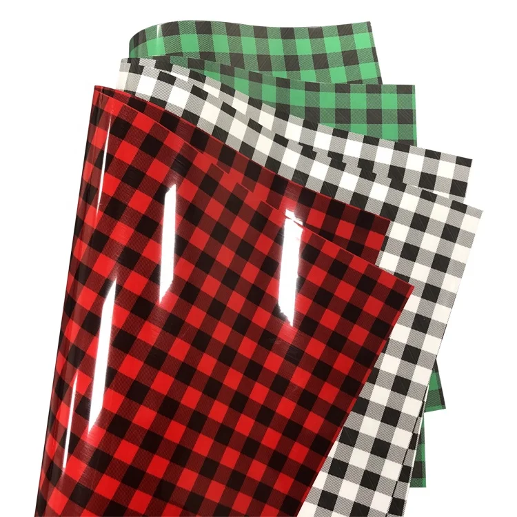 Christmas Decoration for Clothing Heat Transfer Vinyl Plaid Pattern PU Film 12*12inch PU Material New Design Vinyl Sheets