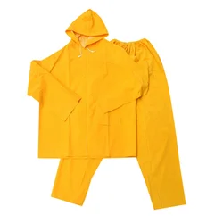 Waterproof and Windproof Heavy Duty PVC Yellow Work Rain Suit Rain Gear Safety Jacket and  Pants for Men