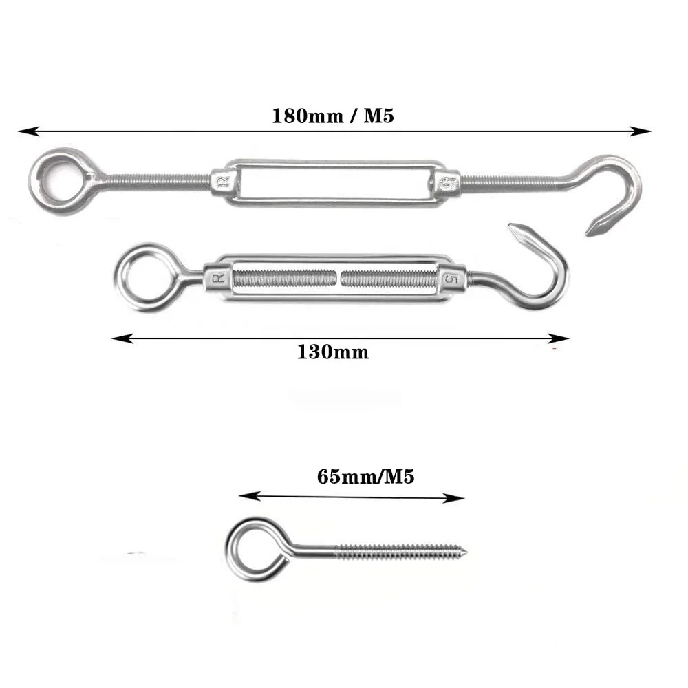 Turnbuckle Tensioner 1/16 Wire Rope Kit 200ft Stainless Steel Coated Cable M5 Turnbuckles Cable Railing Accessories Kit