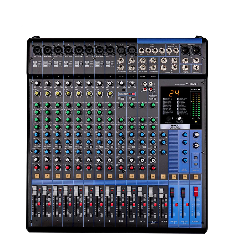 Hot sale high quality MG16XU digital audio console 16 channels professional stage audio mixer