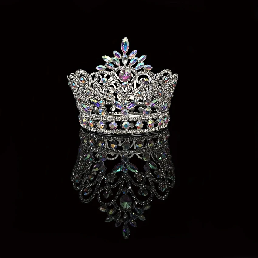 Adult Custom Crystal Full Round Crown Beauty Tiara