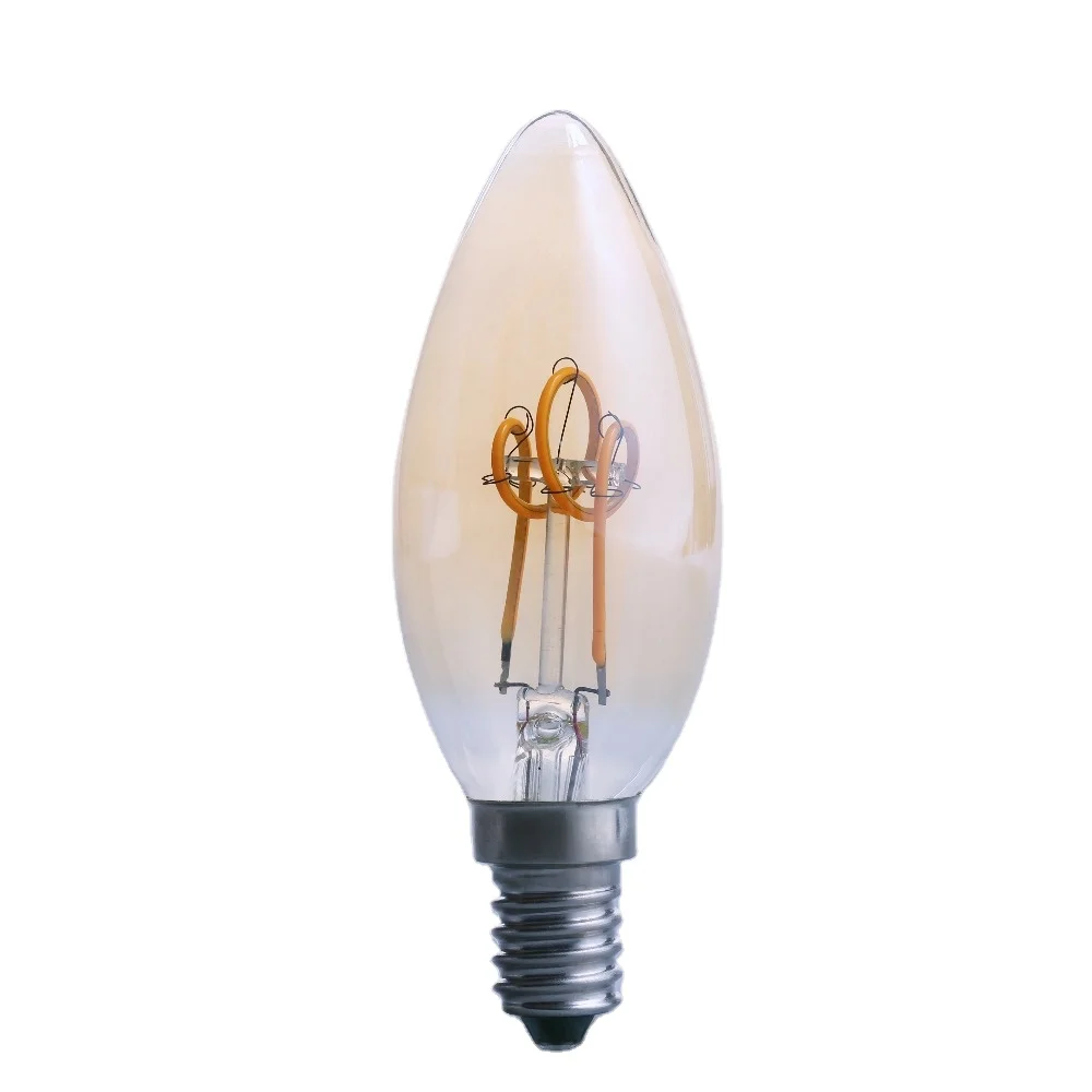 Amber Opal Micky Frosted Transparent Glass E14 B15 E27 C35 4w 2w Filament Led Candle Lamp Light