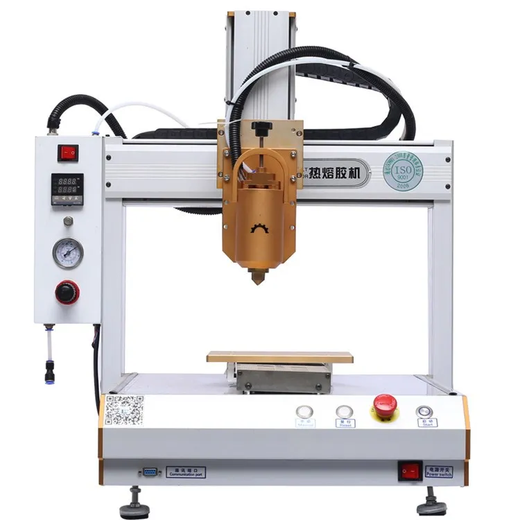 automatic desktop hot melt glue dispensing machine system with three axis robot