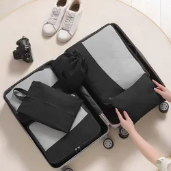 New High Quality Travel Bags Luggage Set 6pcs Packing Cubes Compression Travel Laundry Pouch