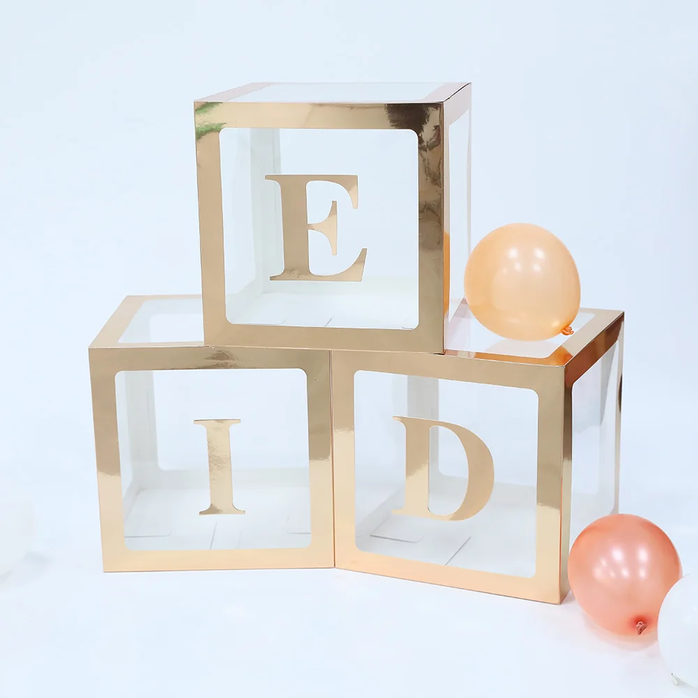 Creease Eid Mubarak несколько комбинаций DIY Белое золото серебро прозрачные воздушные шары коробки с буквами Ramadan Kareem