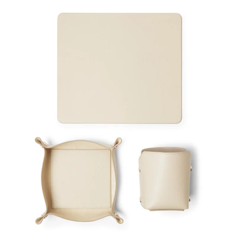 Modern Leather Desk tray Set Office Desk Oragnize Travel Desk Mouse Pad Storage Tray