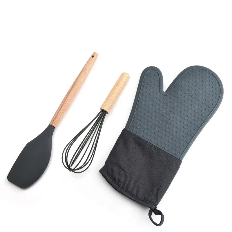 3 Packs Silicone Oven mitten Heat Resistant Egg Beater Scraper Spatula For Microwave Cooking Heat Resistant