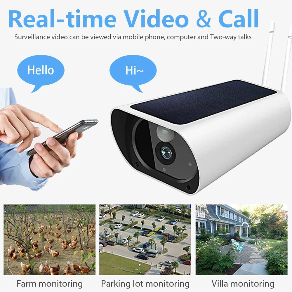 2019 Solar WiFi IP Camera 1080P HD Outdoor Wireless Security Camera PIR Motion Detection Bullet Surveillance CCTV with Battery
