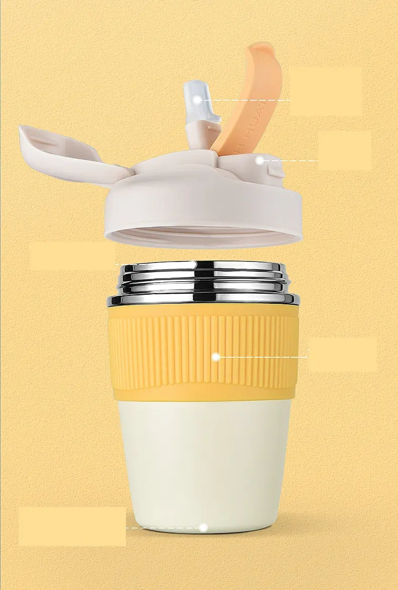 Factory supply wholesale custom cheap baby cute cups plastic reusable cup with lid and straw