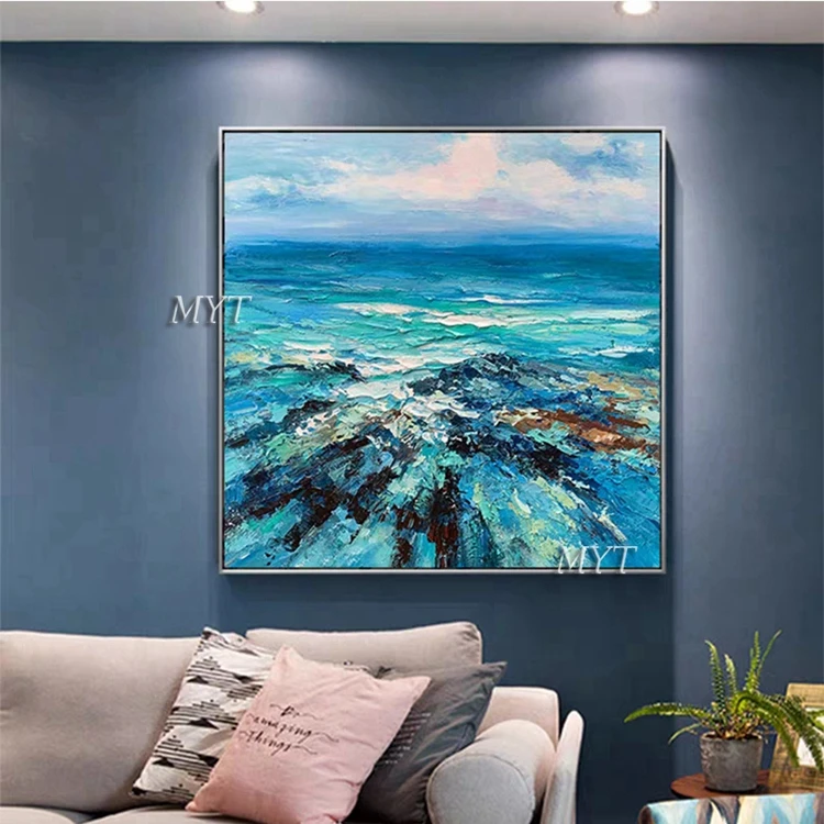 
New Arrival Acrylic Wall Art Decor Artwork And Craft Hand-painted Oil Painting Sea Wave 
