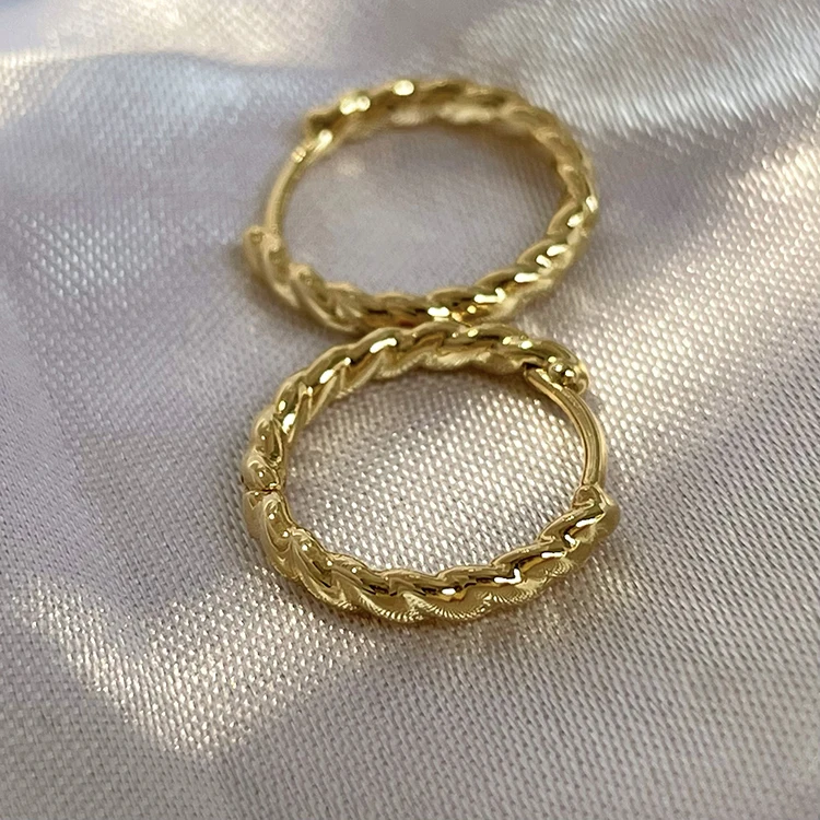 Gold Fine Jewelry Diamond Hoop Earrings Women 14K 18K Soild Yellow Gold Hoop Earring Set