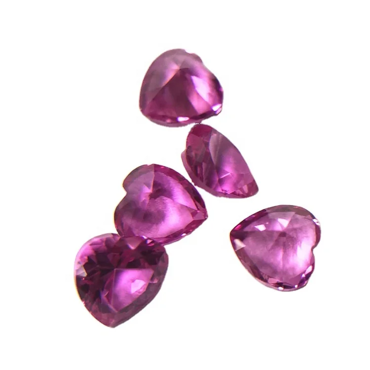 Wholesale gemstones 3# gem prices of rose pink red heart shape ruby synthetic sapphire corundum nielgems