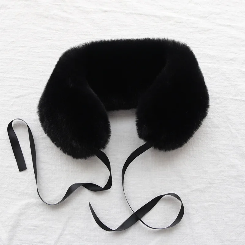 Fur Collar For Women Girl Winter Natural Fur Scarf Shawl soft Hair Collar Scarf with Lace Short Scarves For Jacket Collar