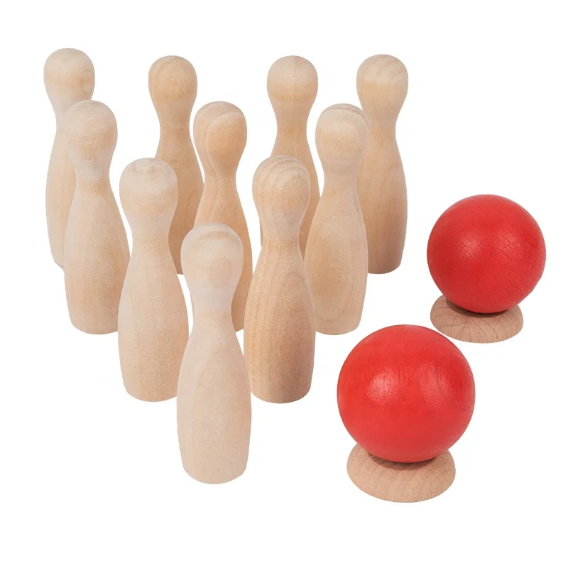 wholesale Mini Indoor Wooden Toy Bowling Game Set for Kids