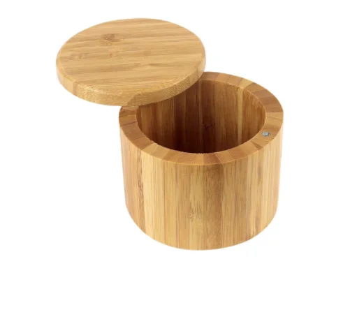 7Salt shaker kitchen seasoning shaker kitchen utensils round bamboo seasoning box
