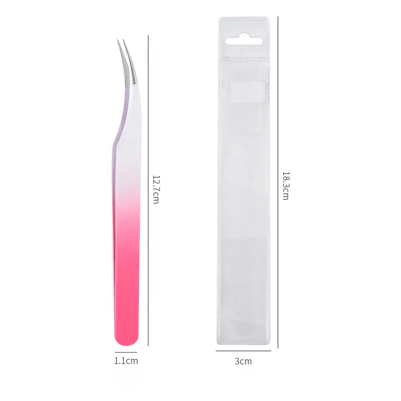 Wholesale False Eyelash Extension Beauty Care Makeup Stainless Steel PLucking Pink Eyebrow Tweezers