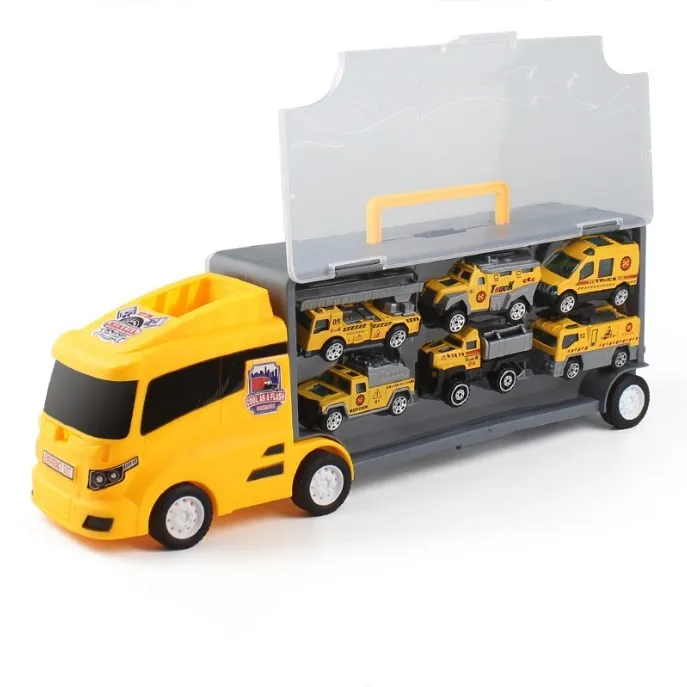Kids Toys Car for Boys,Toddler Truck Toy Large Transport Cars Carrier Set,Kids Toy Truck with 6 Alloy Metal Car Toy