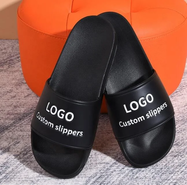 2024 Custom Logo Fashion OEM Custom Slippers outdoor Men Black Slide Sandals