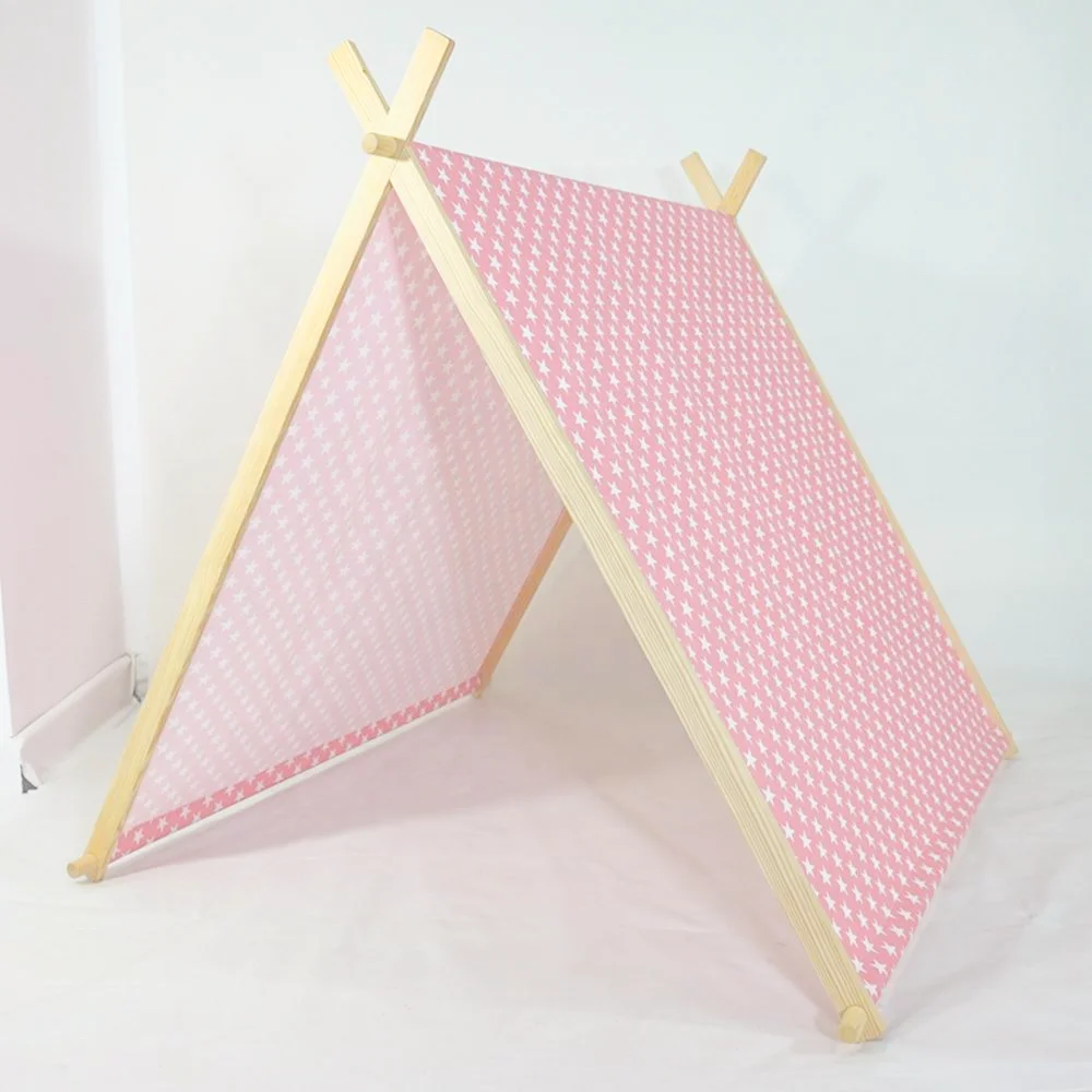 Factory OEM Indoor Outdoor  Kids Play Toy Canvas Cotton  Teepee Tents a Frame Sleepover Tent for Celebration