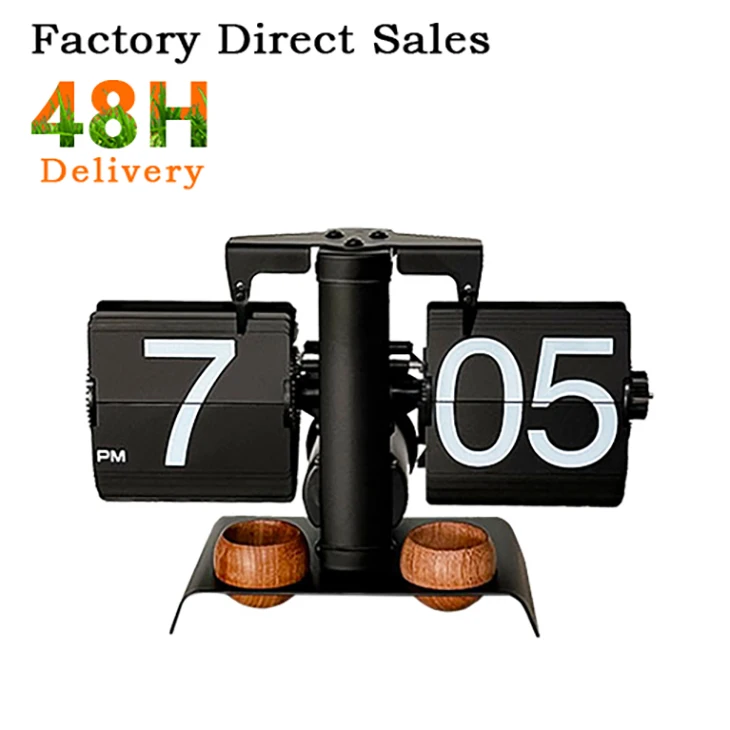 Small Scale Game Sports Timer Table Clock Retro Flip Over Clock Stainless Steel Flip Internal Gear Operated Quartz Clock Watch