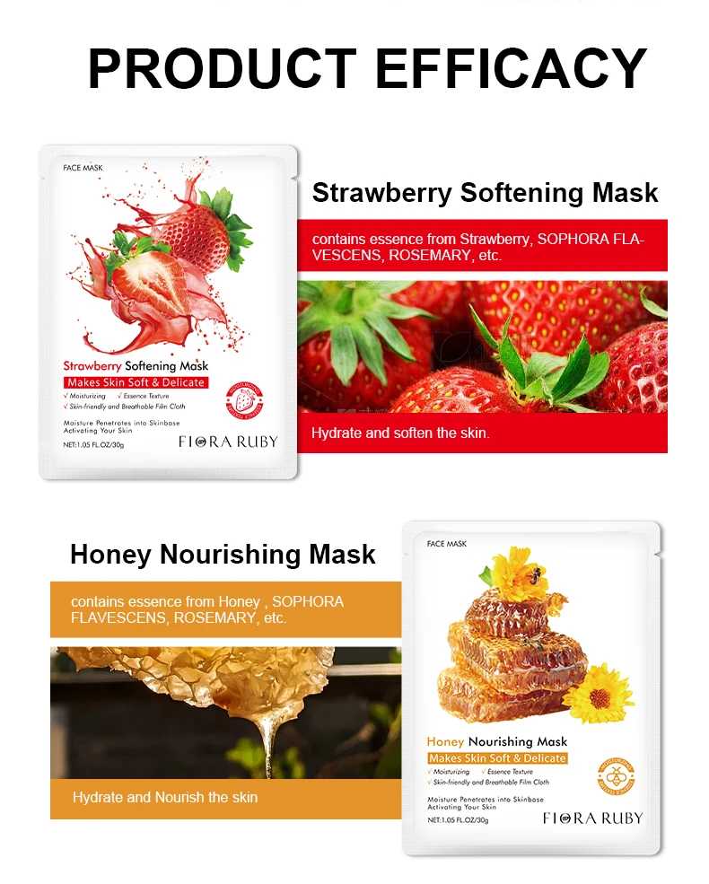 Wholesale OEM Fruit Face Sheet Mask Organic Vitamin C Sheet Mask Form and Face Use Moisturizing Facial Mask