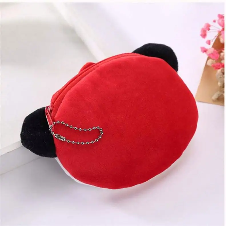 Cute Soft Plush Panda Dog Rabbit Monkey Cartoon Women Coin Purse Mini Oval Zipper Girl Wallet Usb Cable Headset Bag