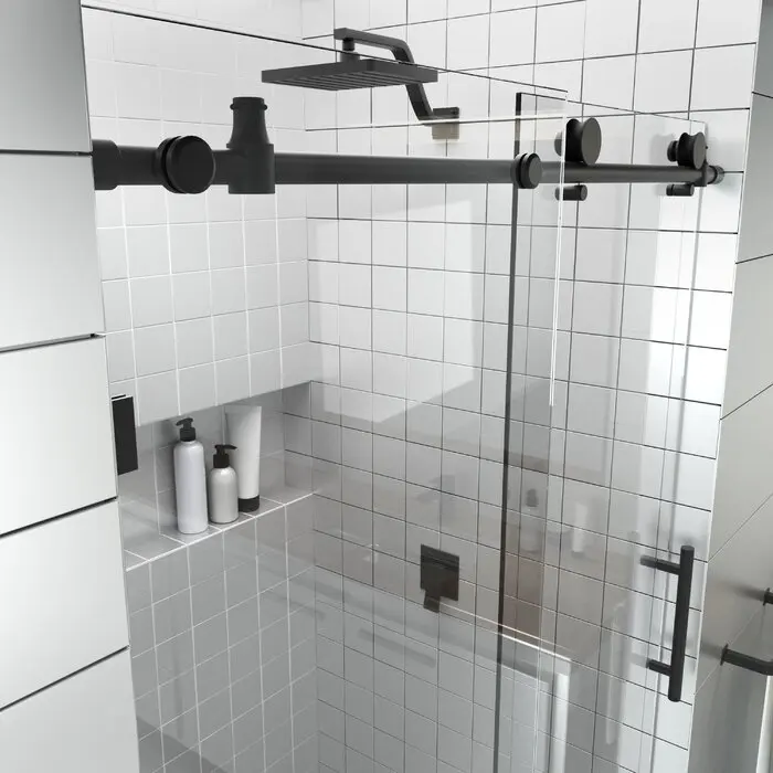 Premium Shower Slide System for Smooth Glass Door Operation - Adjustable Stainless Steel Track with Easy Glide Rollers