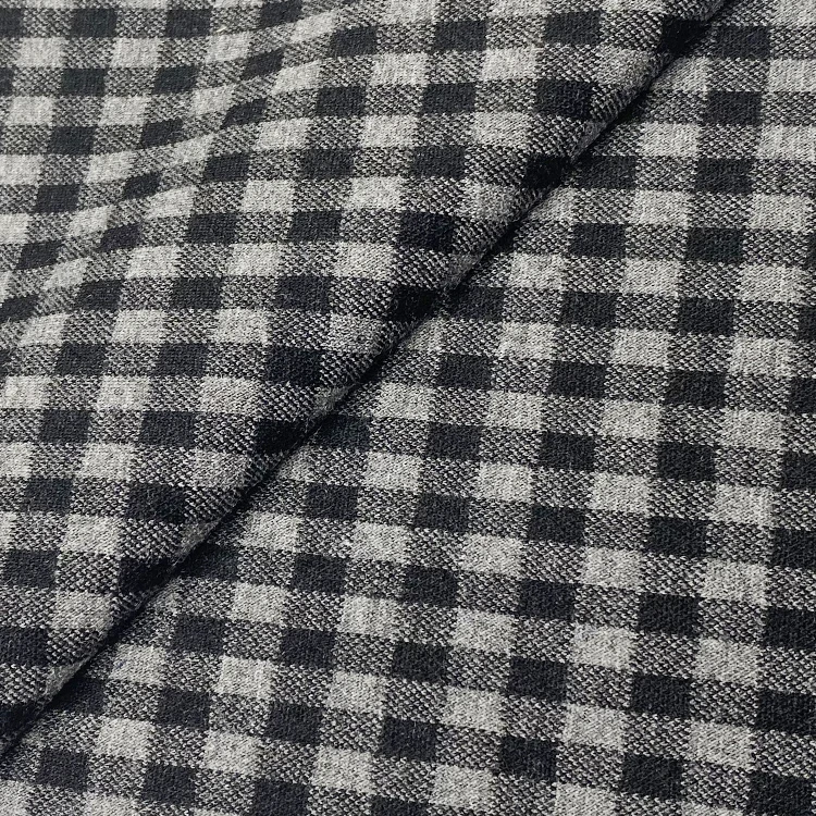 Veste en polyester rayonne et spandex, materiel tricote avec motif vichy, 341 gsm pour manteau habille et pantalons