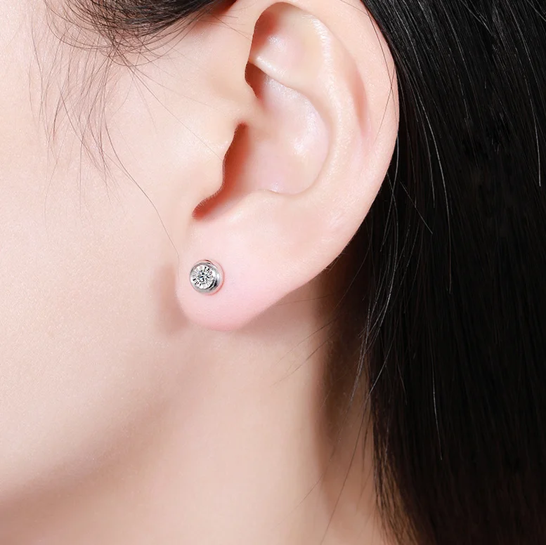 Luxury Fashion Solid Pure Real 18K Gold Diamond Earrings Jewelry Women Ladies Female Bridal Engagement Wedding Earrings