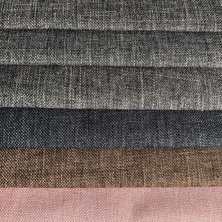 Free Sample Home Deco Polyester Linen Look Fabric Linen Upholstery Sofa Textile Fabric