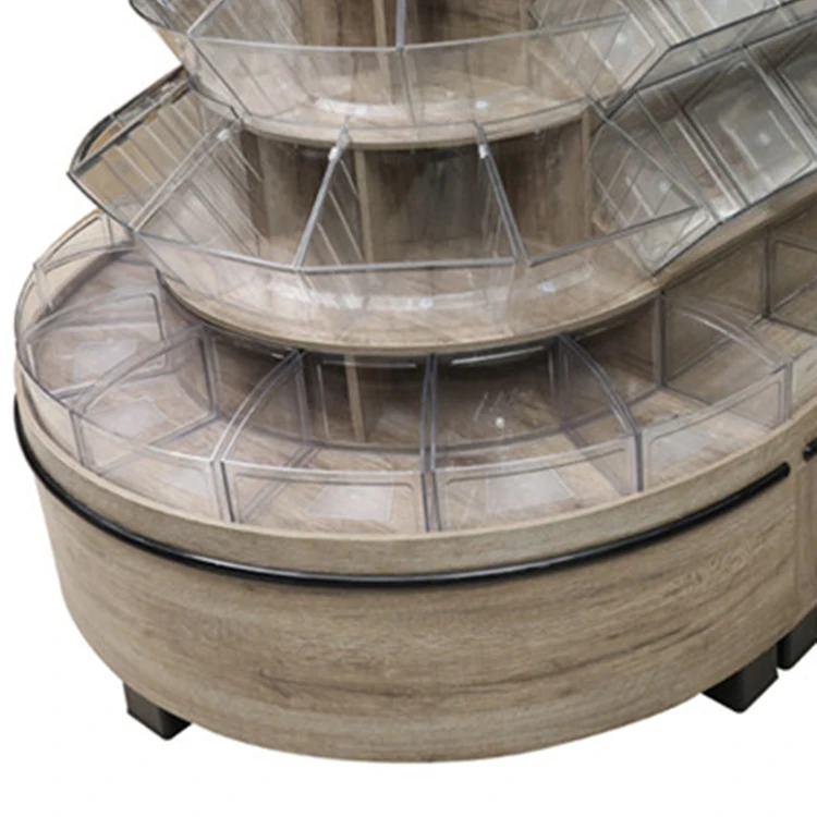 Hot Sale Arc-Shaped Storage Display Racks Supermarket Snacks Display Shelves With Acrylic Box