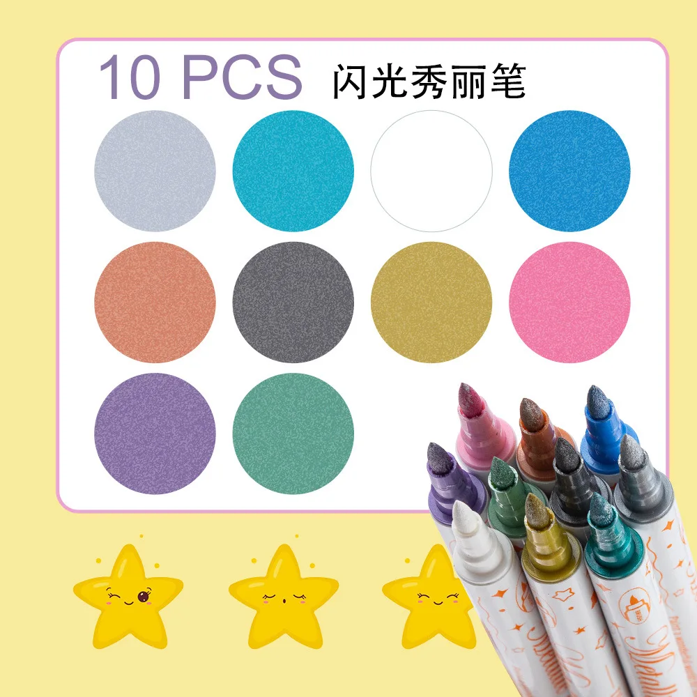 BESTLINE Waterproof Creativity Pen Nail Art DIY Pen Girl Gift Acrylic Paint Marker Fiber Nib Rich Colors Easy Clean Double Head