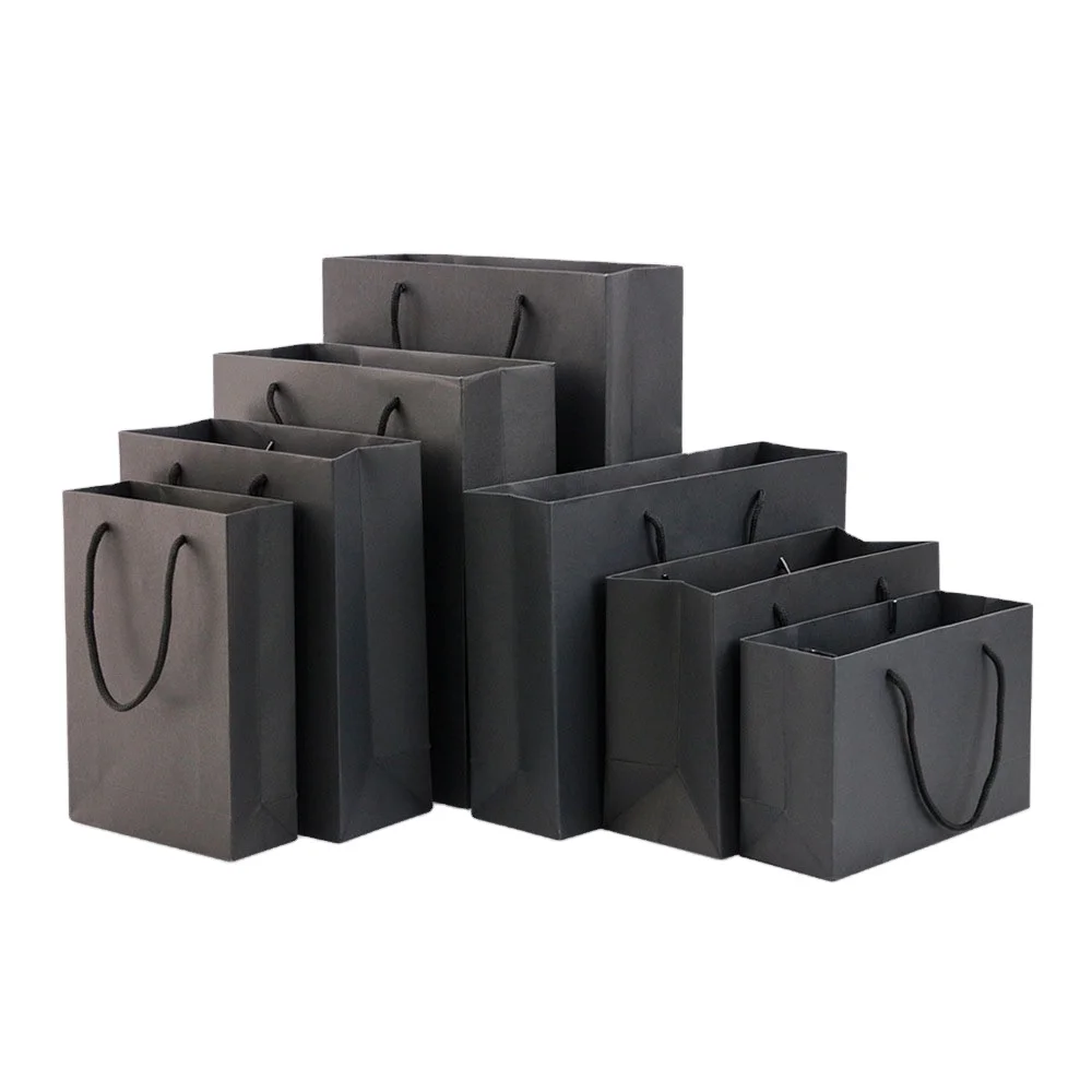 Customizable Paper Bag White and Brown Kraft Paper Bags with Flat Handles Square Black Pink Paper Bags for Dresses Packaging