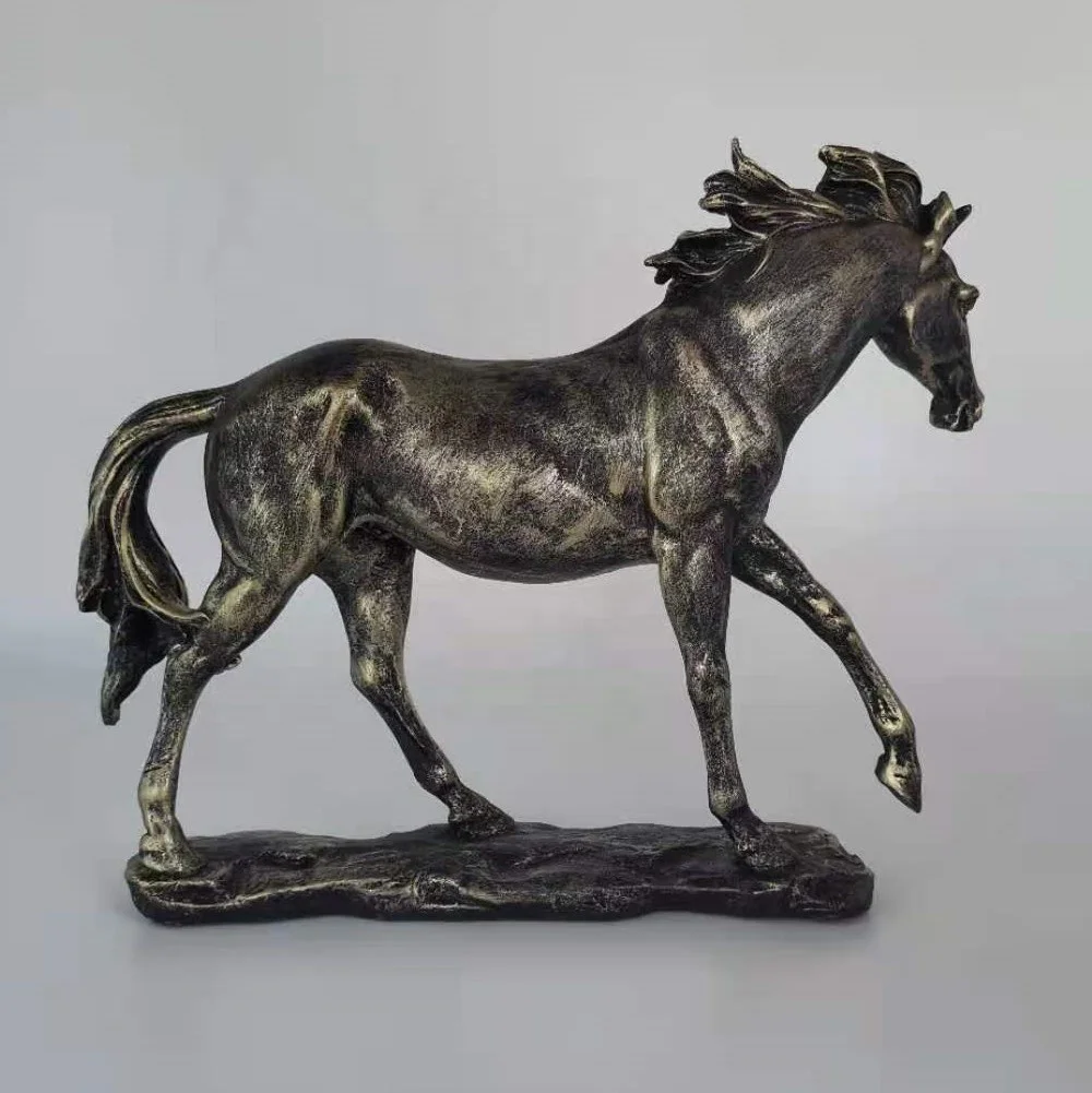 resin decorative brass white black horse figurine carousel horse figurines for table decoration
