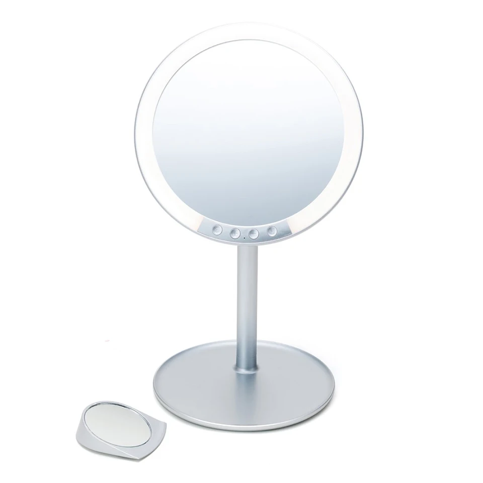 Desktop bedroom round  led table mirror with eight adjustable light strength level