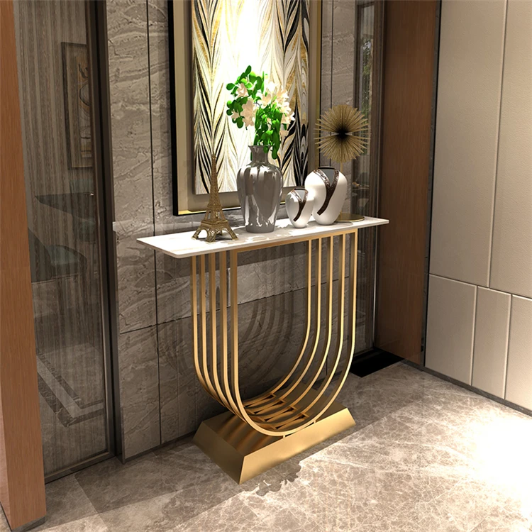 High Quality Home Furniture Living Room Console Table Hallway Gold Marble Console Table