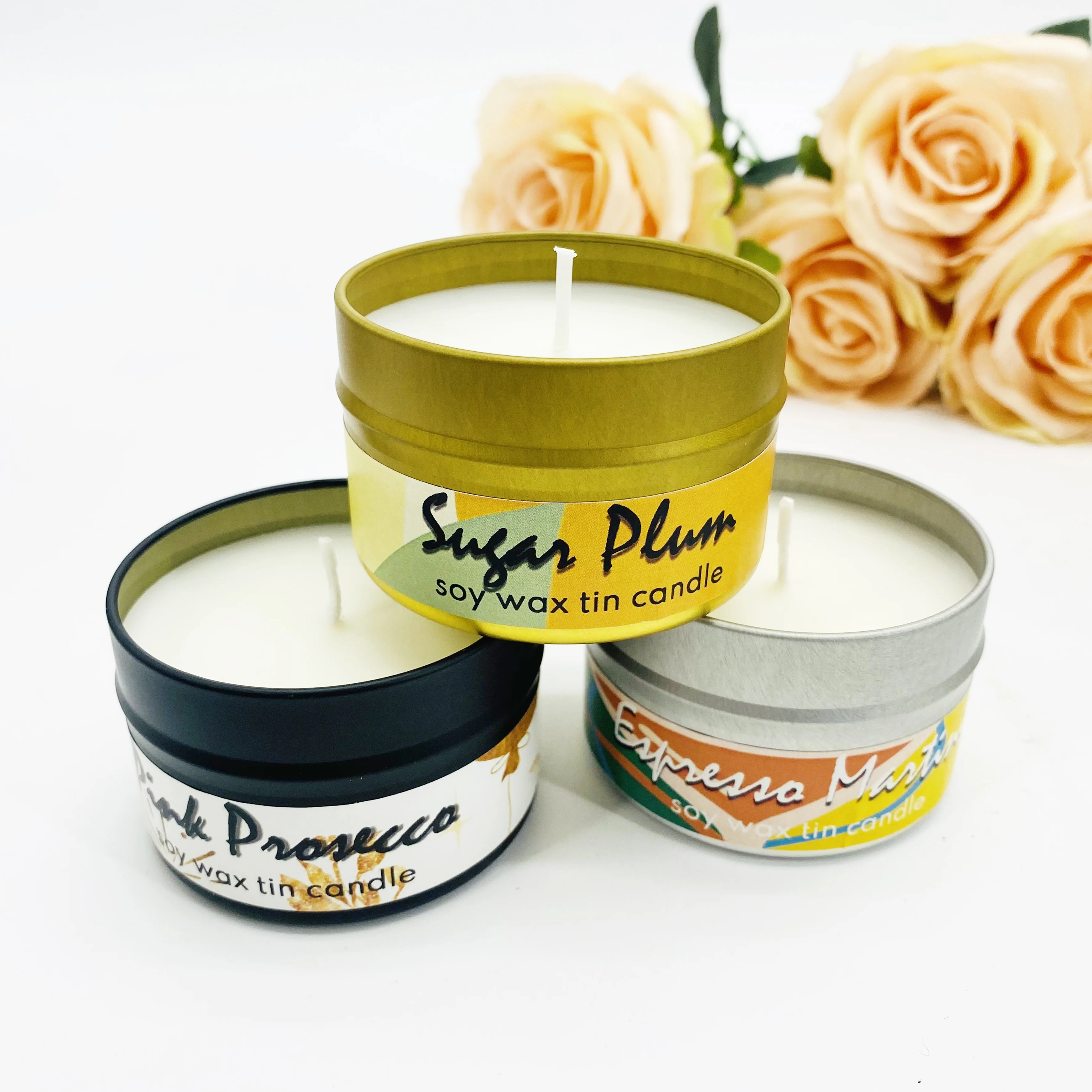 Wholesale Custom Home Decor Tin Jar Organic Aromatherapy Soy Candle Private label High Quality Christmas Luxury Scent Tin Candle